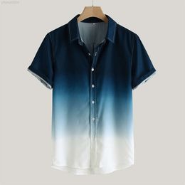 Hot Selling Minimalist Variety of Gradient Colours Casual Hawaiian Beach Short Sleeved Mens Shirts and M95r