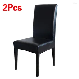 Chair Covers 2Pcs Wedding Waterproof Seat Dining Stretch PU Leather Slip Protector Simple