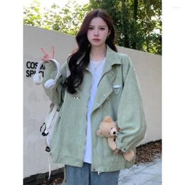 Women's Jackets Jacket Women Spring Autumn American Retro Lapel Clothes Junior High School Student Coat Casual Loose Irregular Tops