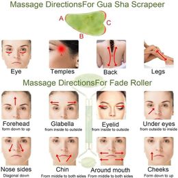 2024 Natural Facial Massager Face Roller Gua Sha Scraper Double Heads Jade Stone Roller Skin Care Rose Quartz Massage for Face Body