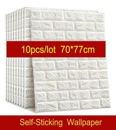 10PCS Self adhesive Waterproof TV Background Brick Wallpapers 3D Wall Sticker Living Room Wallpaper Mural Bedroom Decorative7220274