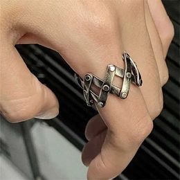 Band Rings Novelty Design Horseshoe Fence 925 Sterling Silver Ring Men/Women Fashion High Class Niche Accessories Ins Hip Hop Jewelry Q240402