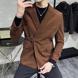 Men's Suits Winter Senior Sense Corduroy Fashion Design Suit Jacket Male Pure Color Thickening Velvet Blazers Banquet Nightclub Dress/Tuxedo