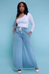 Women's Jeans 2024 Luxury Designer Solid Young Office Lady Casual Sweet Joler Style High Waist Women Long Loose Wide Leg Pants