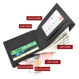 New Short Men Wallets Name Engraving Card Holder Small Male Purses Zipper Top Quality PU Leather Simple Money Clips Men's Wallet