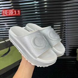 Designer Thick sole sponge cake one line slippers women for external wear flat bottomed elevated sandals beach shoes trend