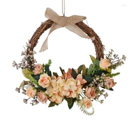 Decorative Flowers Artificial Spring Wreaths Simulation Rose Garland Front Door Hanging Decor For Wedding Party Valentines