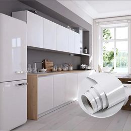 Pérola branca diy filme decorativo pvc auto adesivo papel de parede móveis renovação adesivos armário cozinha à prova dwaterproof água papel de parede 240329
