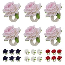 Decorative Flowers Tissue Rings Tableware Accessories Weeding Decor Valentines Table Decoration Napkin Buckle Creative Simulation Reuse