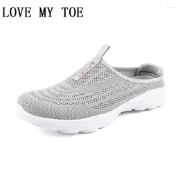 Casual Shoes Fashion 2024 Half Mesh Breathable Lazy Chaussure Femme Sport Flats Platform Ladies Trainers For Women Zapatos Mujer