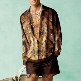 Mens Shirt Sets Men Fashion ShirtsShorts Two Piece Hawaii Shirts Luxury European Suits Beach Vocation Outfits Boy 240321