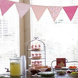 Party Decoration 2.3M Colourful Cotton Flags Pennant Birthday Bunting Banners Wall Hanging Wedding Banner Garland For Home Decor