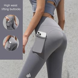 aloll lycra fabric solid Colour women yoga pants high waist sports gym wear leggings elastic fitness lady outdoor sports trousers 2024 newW0CI