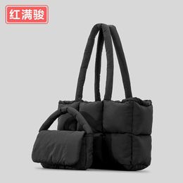 Nylon cloth small square bag for women, soft and lightweight flip down bag, simple and versatile chain crossbody bag 240402