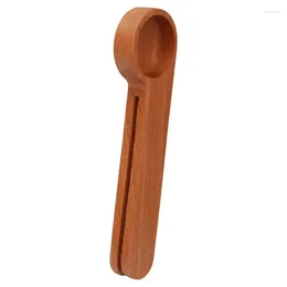 Coffee Scoops Dual Use Fried Food Sealing Clip Wooden Measuring Spoon Scoop Reusable Bag Sealer Sticks For Preservation