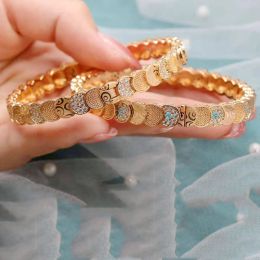 Bangles High Quality Copper Plated Cuff Bracelet with Cubic Zirconia Luxury Dibaix Bridal Jewelry Bijoux Arabesque Luxury Gift