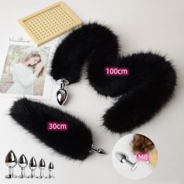 Toys Erotic Cosplay Accessories of Replaceable Metal Butt Plug Fox Tail Anal Sex Toys for Flirting Games Faux Fur Adult Supplies
