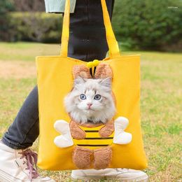 Cat Carriers Cute Pet Canvas Bag Lion-shaped Shoulder Can Be Exposed Cats And Dogs Tote Small Carrier Car Dog Accessories