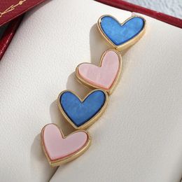 Stud Earrings Love Heart Blue Pink Colour Acrylic Simple Compact Cute For Women Girl Fashion Wedding Party Jewellery Gifts