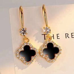 Stud Designer earrings 4/Four Leaf Clover Charm Stud Earrings Back MotherofPearl Silver Agate for Women Girls Wedding Gift earrings d