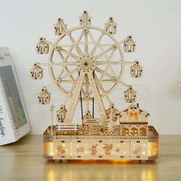 Decorative Figurines Music Ferris Wheel 3D Puzzle Wooden Toy Assembly DIY Creative