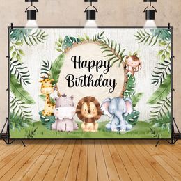 Tropical Jungle Safari Animal Boy Girl 1st Birthday Party Backdrop Wild One Baby Shower Custom Photographic Background Photocall