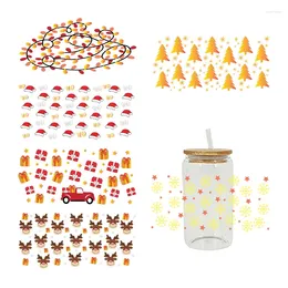 Window Stickers Christmas Tree UV DTF Cup Wrap Transfers Diy Waterproof For Glass Decoration D5221