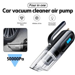 Portable 4 in 1 Handheld car Vacuum Cleaner with LED Light 12V Powerful Vacuum Cleaner Digital Tire Inflator Electric Air Pump