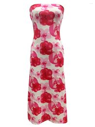 Casual Dresses Women Strapless Bodycon Long Sleeveless Floral Print Elastic Backless Midi Dress Summer Club Party