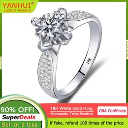 Cluster Rings Women's Luxury 18K White Gold Eternal Ring Real GRA VVS 1 Moissanite Diamond Wedding Fine Jewelry Bride Accessories