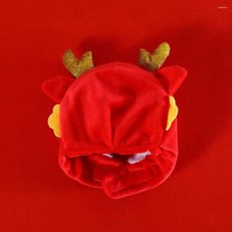 Dog Apparel Soft Pet Hat Dragon Head Chinese With 3d Horns Embroidered Face For Year Spring Festival Dogs