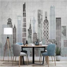 Wallpapers Milofi Custom Nordic Modern City Architecture Tv Sofa Background Wallpaper Mural