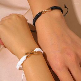 Charm Bracelets HI MAN-Handmade Metallic Geometric Pattern Braided Couple Bracelet Anniversary Girlfriend Gift Casual Fashion Daily Jewelry