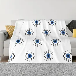 Blankets Blue Turkish Evil Eye Blanket 3D Printed Flannel Fleece Warm Nazar Amulet Boho Throw For Car Bedroom Couch Bedspreads