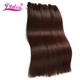 Weave Weave Lydia Synthetic Hair 3Pieces/lot Silky Straight Yaki Weaving 1026 Inch Pure Color 33# 100% Futura Fiber Bundles Brown