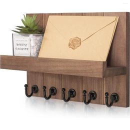 Hangers Rustic Key Holder For Wall Farmhouse Shelf With 4 Hooks Mounted Racks Wooden Mail Organiser