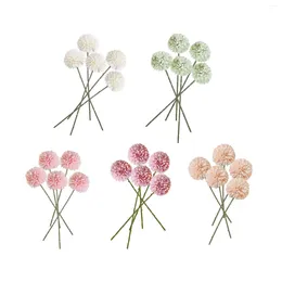 Decorative Flowers 5x Silk Chrysanthemum Ball Lifelike For House Decoration Kitchen Home Decor