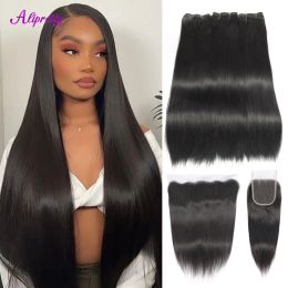 Closure Alipretty Vietnamese Raw Hair Weave Straight Hair Bundles With Closure 4x4 5x5 13x4 Frontal Lace Closure Bundles With Frontal