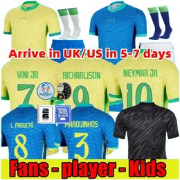 2023 2024 BRAZILS soccer jerseys L.PAQUETA NEYMAR VINI JR. 24 25 P.COUTINHO RICHARLISON football shirt G.JESUS T.SILVA BRUNO G. PELE CASEMIRO men women kids sets jersey top