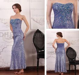 Strapless Luxury Purple Evening Party Dresses Sequins Blue Rhinestones Beaded Real Actual Images Dhyz 018341154