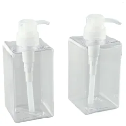 Liquid Soap Dispenser Durable And Practical Refillable Set 2 Clear Pump Bottles For Bathroom Kitchen (450ml Each)