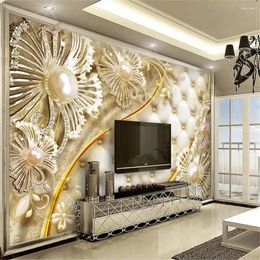 Wallpapers Flower Designer Wallpaper Luxury Jewelry 3d Diamond TV Background Wall Mural