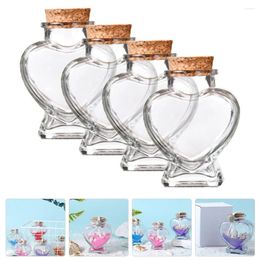 Vases 4 Pcs Small Glass Containers Airtight Lid Tiny Bottles Cork Favour Jars Sand Lids Pendant Clear Bell With Base