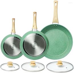 Cookware Sets Nonstick 8" 9.5" 11" With Lids Safe Easy To Clean Suitable For All Stovetops