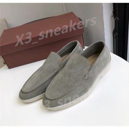 Men's casual shoes LP loafers flat low top suede Cow leather oxfords Loro Moccasins summer walk comfort loafer slip on loafer rubber sole flats EU35-47 M42