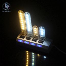 Mini Portable LED USB Light 3LED 8LEDS Book Light Reading Night Light Warm White 5V Power 3000K-7000K For PC Laptop Mobile Power