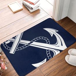 Carpets Anchor Nautical White Navy Polyester Doormat Rug Carpet Mat Footpad Non-slip Dust Entrance Kitchen Bedroom Balcony Cartoon