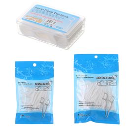 E1YE 50/100pcs Dental Floss Flosser Picks Toothpicks Teeth Stick Tooth Cleaning Interdental Brush