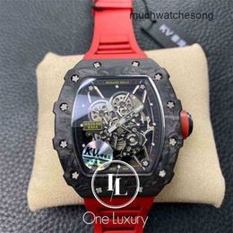 Luxury Watches Replicas Richadmills Automatic Chronograph Wristwatch 035 / 35-02 Rafael Nadal Limited Edition on Red Rubber Strap Designer Waterproof