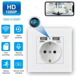 Control Hd Socket Base Mini Wireless Ip Camera Eu Plug 24/7 Wifi Power Outlets Home Security Surveillance Remote Monitoring Cam